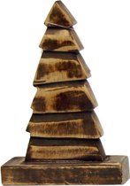 Kerstdecoratie - Kerstboom - Hout - Bruin - 11,5x6x18 cm - Fairtrade - Sarana