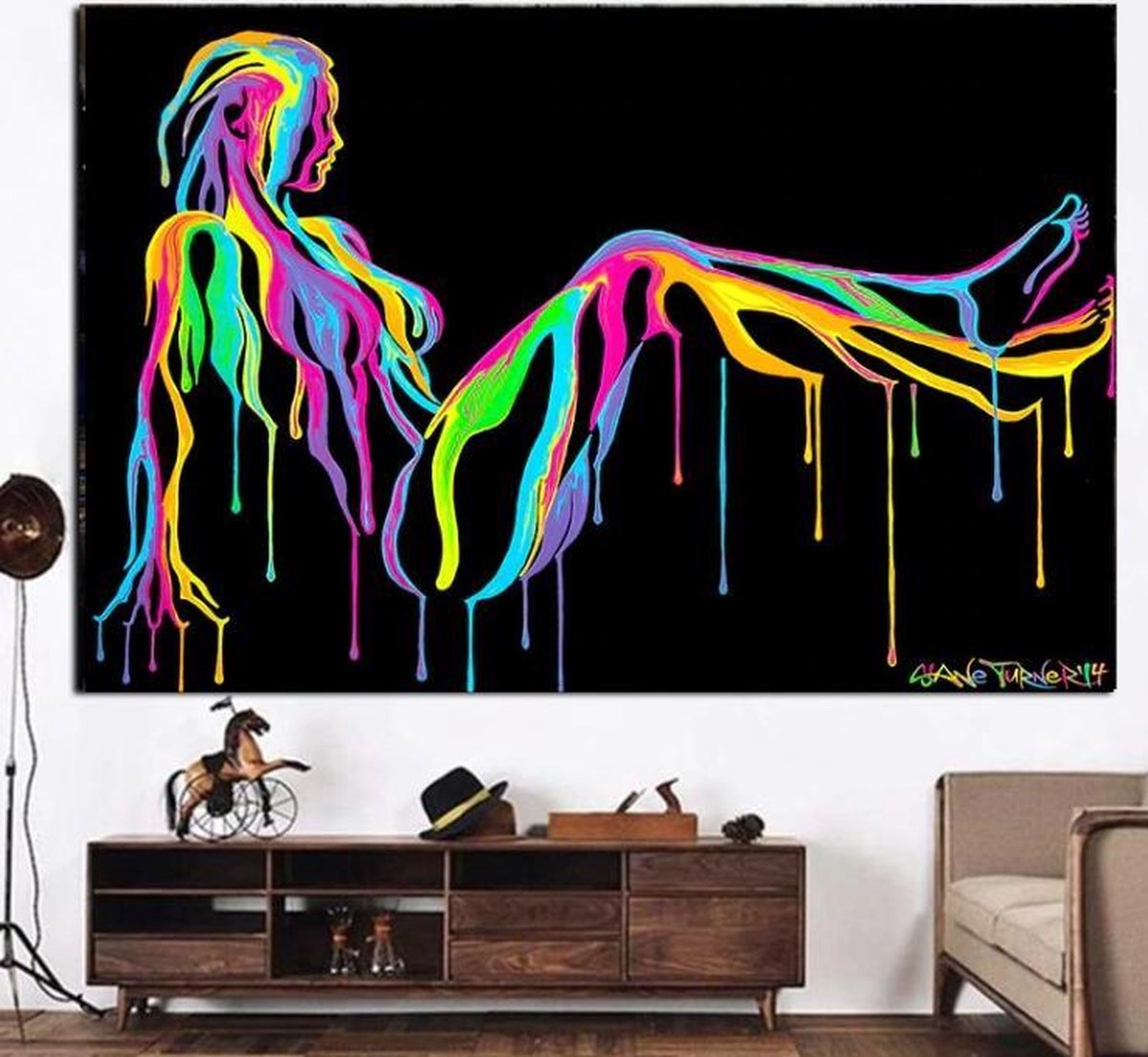 Allernieuwste Canvas Schilderij Sexy Naakte Graffiti Vrouw - Kunst - Poster - 60 x 80 cm - Kleur