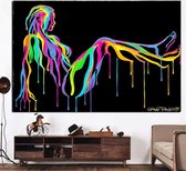 Allernieuwste Canvas Schilderij Sexy Naakte Graffiti Vrouw - Kunst - Poster - 60 x 80 cm - Kleur