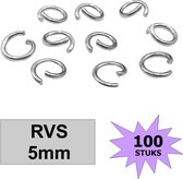 Fako Bijoux® - Jump Ring - Oogjes - Ringetjes - Sieraden Maken - RVS - 5mm - 100 Stuks