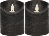 2x Zwarte LED kaarsen / stompkaarsen 10 cm - Luxe kaarsen op batterijen met bewegende vlam