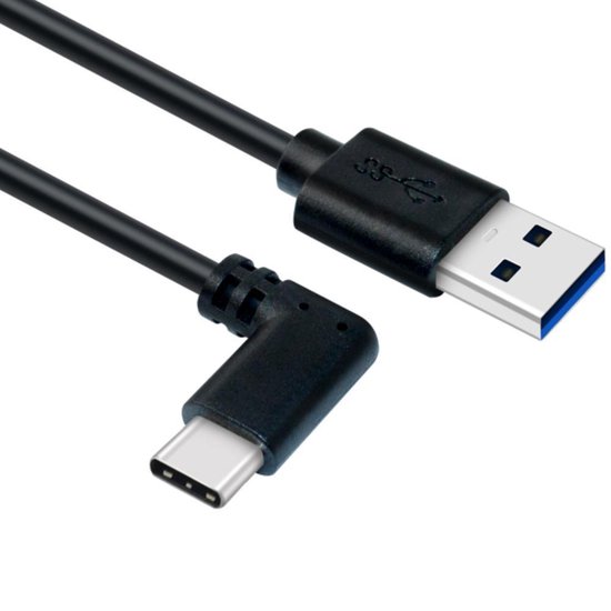 Golven Gevlekt Stal USB C kabel - C naar A - Haaks - Zwart - 3 meter - Allteq | bol.com