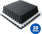 SWILIX ® Puzzelmat - 20 Stuks - 150x120 x1.2 (20 x 31x31cm)  - 1,82 m2 Zachte Vloermat - Zwart