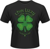 Thin Lizzy Heren Tshirt -M- Four Leaf Clover Zwart