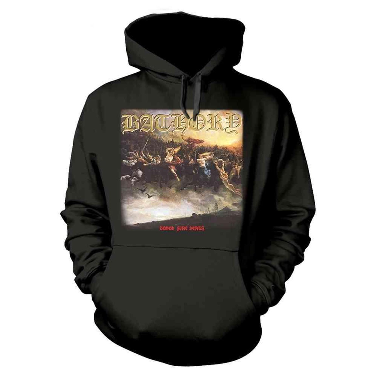 Bathory Blood Fire Death Trui met capuchon zwart L Katoen -