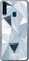 Samsung Galaxy A20s Hoesje Transparant TPU Case - Mirrored Polygon #ffffff