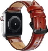 Bruin Lederen horloge Band geschikt voor Apple Watch 1, 2, 3, 4, 5, 6, 7, 8, SE & Nike+, 38mm & 40mm "Vrouwenbreedte" Series – Maat: zie maatfoto - Leer - Leder - Leren Smartwatchbandje - Brown
