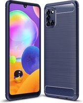 Armor Brushed TPU Back Cover - Samsung Galaxy A31 Hoesje - Blauw