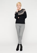 LOLALIZA Harige trui met grafische print - Zwart - Maat XS