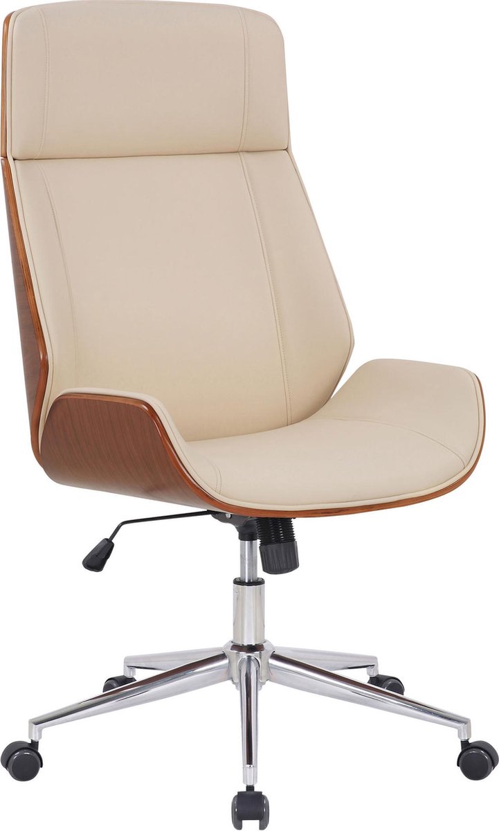 Bureaustoel - Kantoorstoel - Design - In hoogte verstelbaar - Hout - Crème - 66x58x118 cm