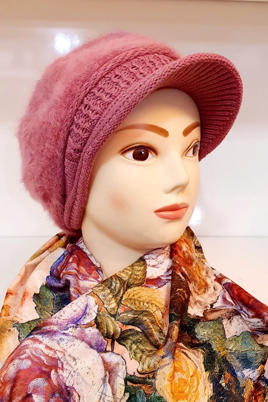 Bonnet tricoté avec visière rose pour femme - bonnet d'hiver avec  doublure... | bol.com