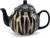 Theepot - Model: Zebra Zwart-wit-goud | Handgemaakt in Zuid Afrika - hoogwaardig keramiek - speciaal gemaakt door Letsopa Ceramics voor Nwabisa African Art