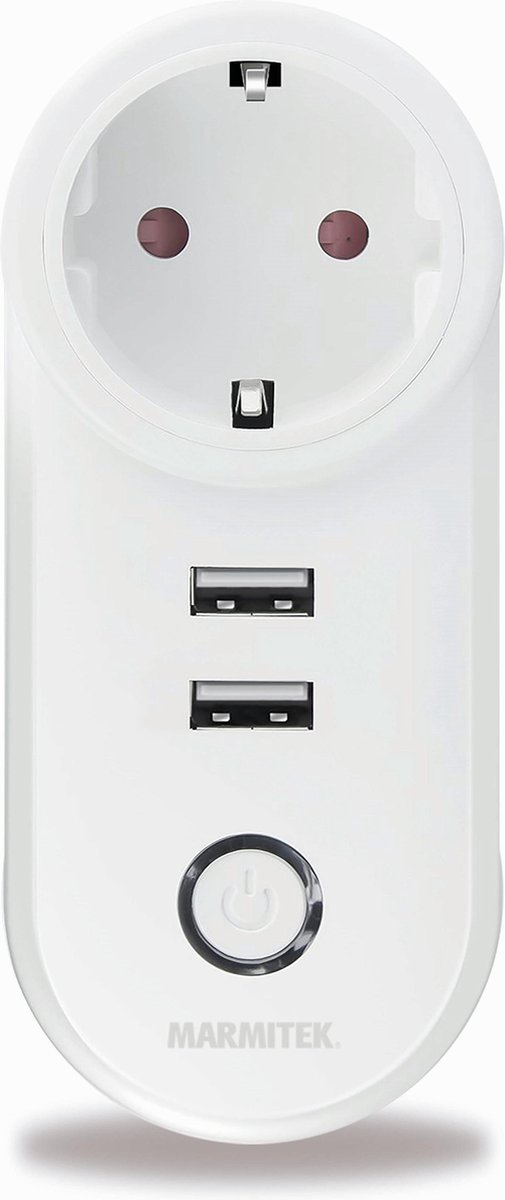 Marmitek Power SI - slimme wifi stekker - 2 USB aansluitingen - energiemeter - geen hub benodigd  - stekker type F (NL) ...