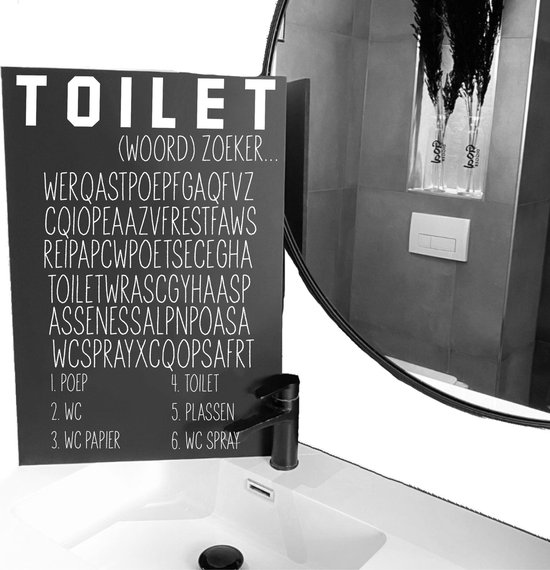 Sticker voor in het toilet-leuk cadeau-woordzoeker-60x40 cm
