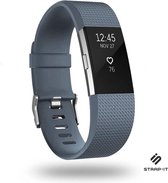 Siliconen Smartwatch bandje - Geschikt voor Fitbit Charge 2 siliconen bandje - grijsblauw - Strap-it Horlogeband / Polsband / Armband - Maat: Maat L
