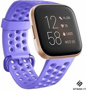 Siliconen Smartwatch bandje - Geschikt voor Fitbit Versa / Versa 2 siliconen bandje met gaatjes - paars - Strap-it Horlogeband / Polsband / Armband - Maat: Maat L