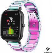 Stalen Smartwatch bandje - Geschikt voor  Xiaomi Amazfit GTS stalen band - regenboog - Strap-it Horlogeband / Polsband / Armband