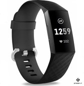 Siliconen Smartwatch bandje - Geschikt voor  Fitbit Charge 3 silicone band - zwart - Maat: L - Strap-it Horlogeband / Polsband / Armband