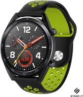 Siliconen Smartwatch bandje - Geschikt voor  Huawei Watch GT / GT 2 sport band - zwart/geel - 46mm - Strap-it Horlogeband / Polsband / Armband