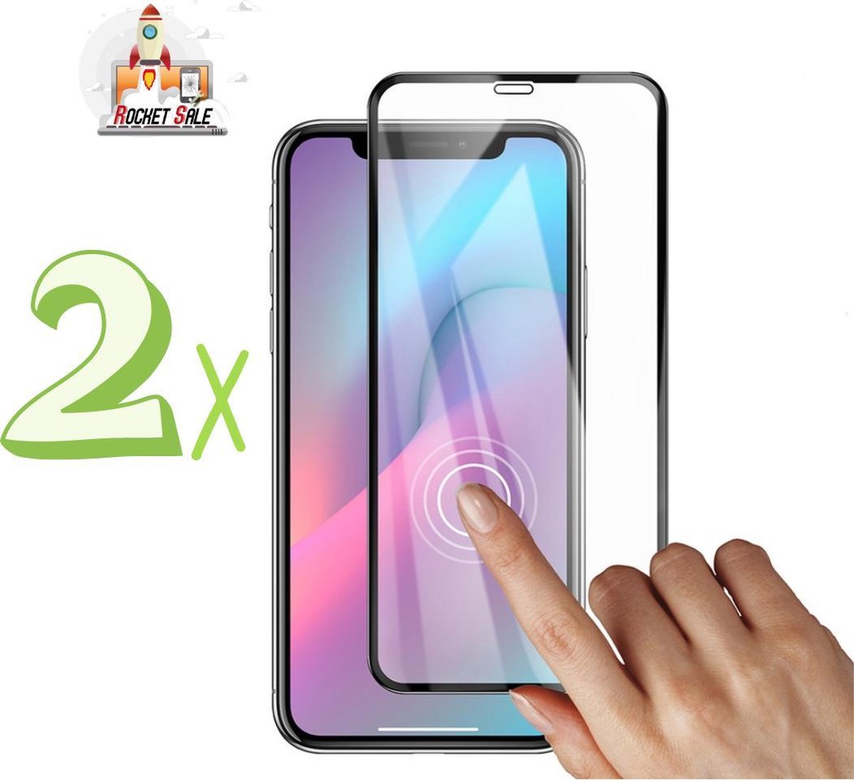 iPhone 11 Pro Max Screenprotector Glasfolie 3D- iPhone XS Max Screenprotector Glas folie - Tempered Glass Screen Protector 3D- 2x - Rocket Sale