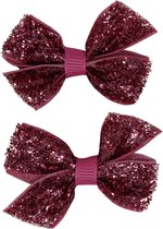 Jessidress Feestelijke Mini Haarclips met strikjes vol pailletten - Roze