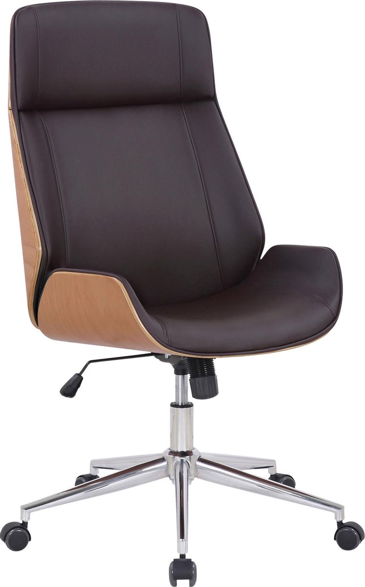 Bureaustoel - Kantoorstoel - Design - In hoogte verstelbaar - Hout - Beige/bruin - 66x58x118 cm