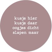 Label2X - Muurcirkel kids kusje hier zachtroze - 40 cm - Forex - Multicolor - Wandcirkel - Rond Schilderij - Muurdecoratie Cirkel - Wandecoratie rond - Decoratie voor woonkamer of slaapkamer