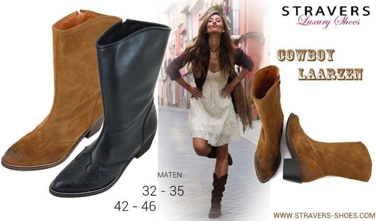 Stravers - Maat 32 Western Laarzen met Hak Dames Bruine Cowboylaarzen  Kleine Maten | bol.com
