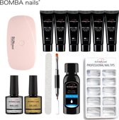 BOMBA NAILS® - POLYGEL SET - incl. UV Nageldroger - Nageltips - Nagelvijl - Nageldroger - 6 kleuren 15 ml