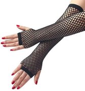 Vingerloos Party Net Handschoenen - One Size - Zwarte Nethandschoenen - Visnet handschoenen - fishnet gloves - Feest - Gothic