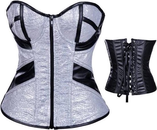 Zilver strapless corset met ritssluiting - S