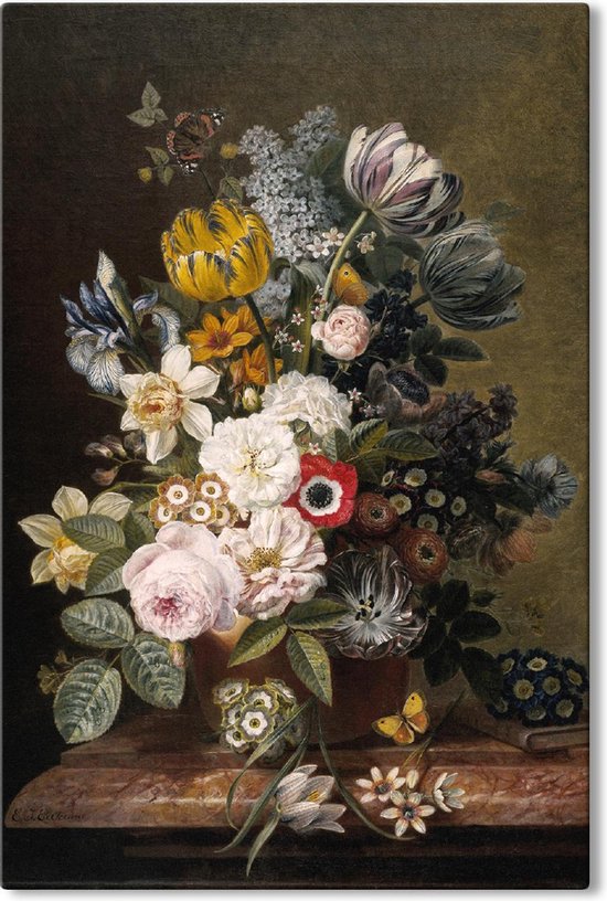 Canvas schilderij Stilleven met bloemen - Eelke Jelles Eelkema - 60x90 cm