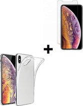 iPhone XR Hoesje Silconen Transparant - iphone XR Screenprotector - iphone XR Hoesje Transparant + Screen Protector Tempered Gehard Glas / Glazen