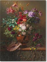 Canvas Schilderij Stilleven met bloemen in een Griekse vaas - Georgius Jacobus Johannes van Os - 40x60 cm