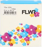 FLWR - Printetiket / TZE-233 / Blauw op Wit - geschikt voor Brother