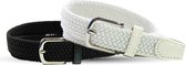 Safekeepers riemen - Dames Elastische Riem – 2 pak - zwart en wit - 110 cm