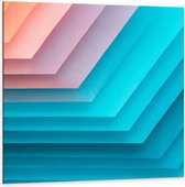Dibond - Roze/Paarse/Blauwe Vlakken - 100x100cm Foto op Aluminium (Met Ophangsysteem)