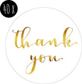40x Sticker | THANK YOU | wit & goud | 25 mm
