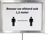 A4 Posterframe voor Afzetpaal - Schroefdraad Geborsteld Chroom