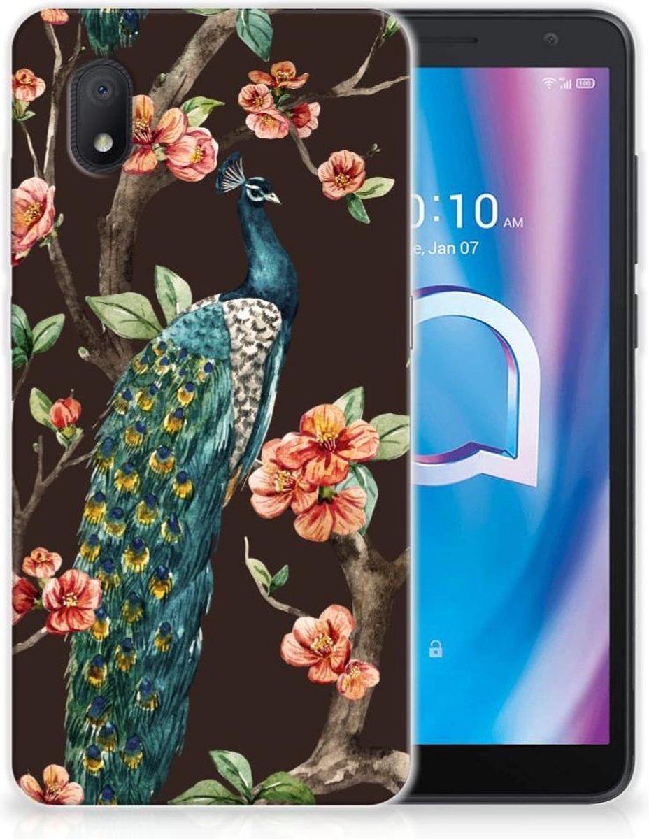Alcatel 1B (2020) TPU Hoesje Pauw met Bloemen