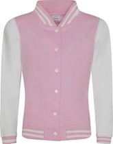 AWDis Womens/Ladies Girlie Varsity Jacket.(Baby roze/Arctic white)