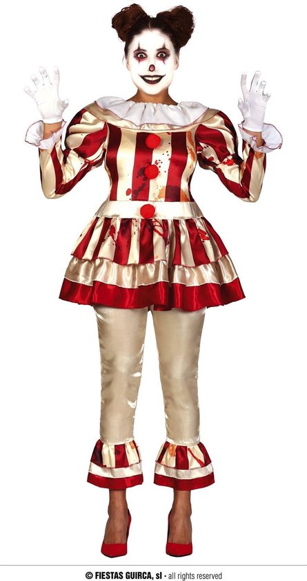Fiestas Guirca - Striped Killer Clown dames (maat L)