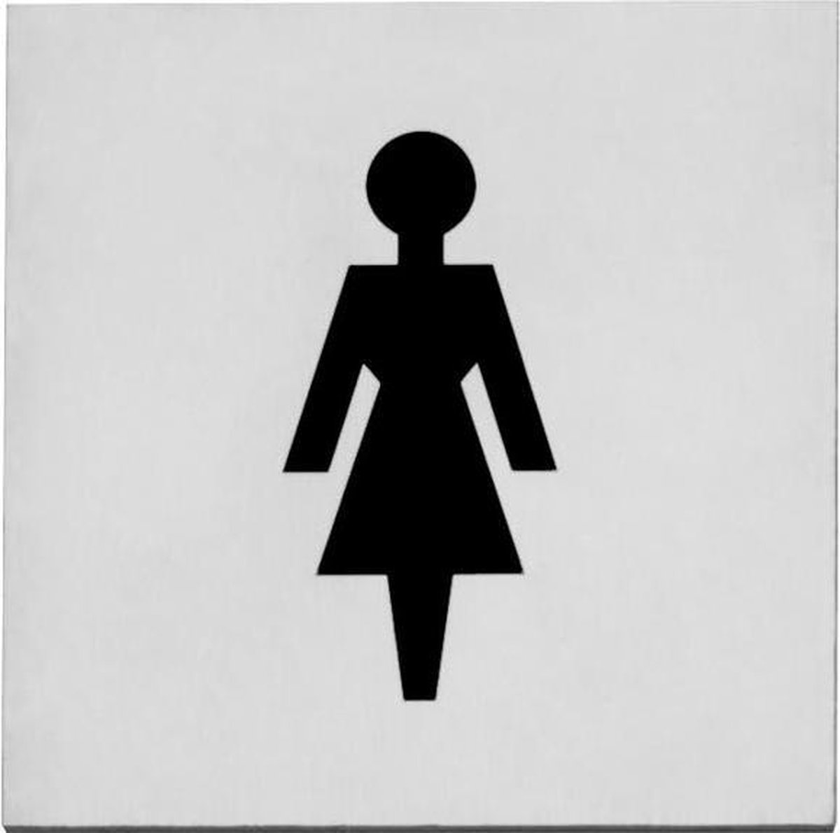 Intersteel Pictogram damestoilet zelfklevend vierkant rvs geborsteld