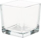 1x Glazen theelichten/waxinelichten kaarsenhouders vierkant transparant 8 x 8 cm