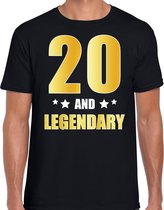 20 and legendary verjaardag cadeau t-shirt / shirt - zwart - gouden en witte letters - voor heren - 20 jaar  / outfit M