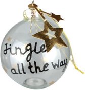 Kerstbal Jingle all the way - Goud / Zilver / Zwart - Glas - Ø 6 cm