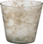 J-Line Vaas Ruw Conisch Glas Transparant/Zand Small