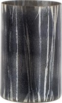 J-Line Vaas Cilinder Lijnen Ruw Glas Zwart/Grijs Large