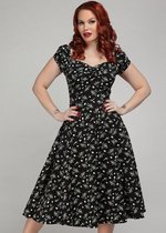 Collectif Dolores Berry Floral 50's Swing Jurk Zwart