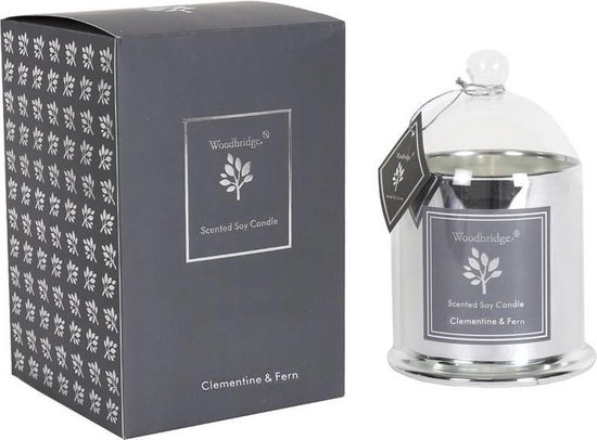 Bougie parfumée Woodbridge sous cloche en verre - Clémentine & Fougère | Mandarine et Navigation